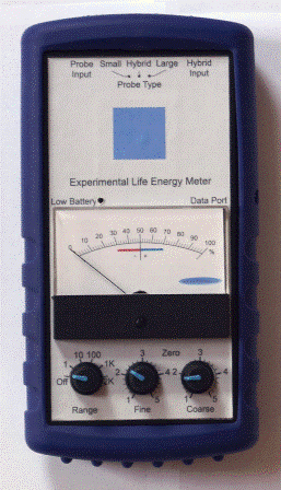 Messeinheit „Life-Energy-Meter“, das aus dem legendären „Orgon-Feld-Meter“